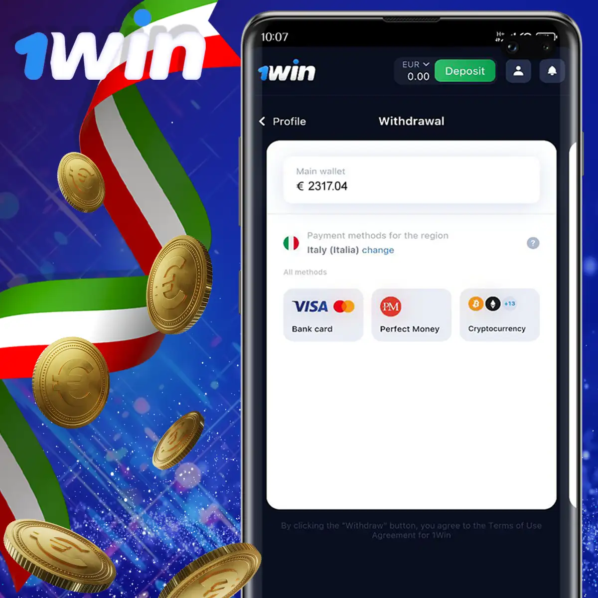 Opzioni di prelievo disponibili presso 1 win