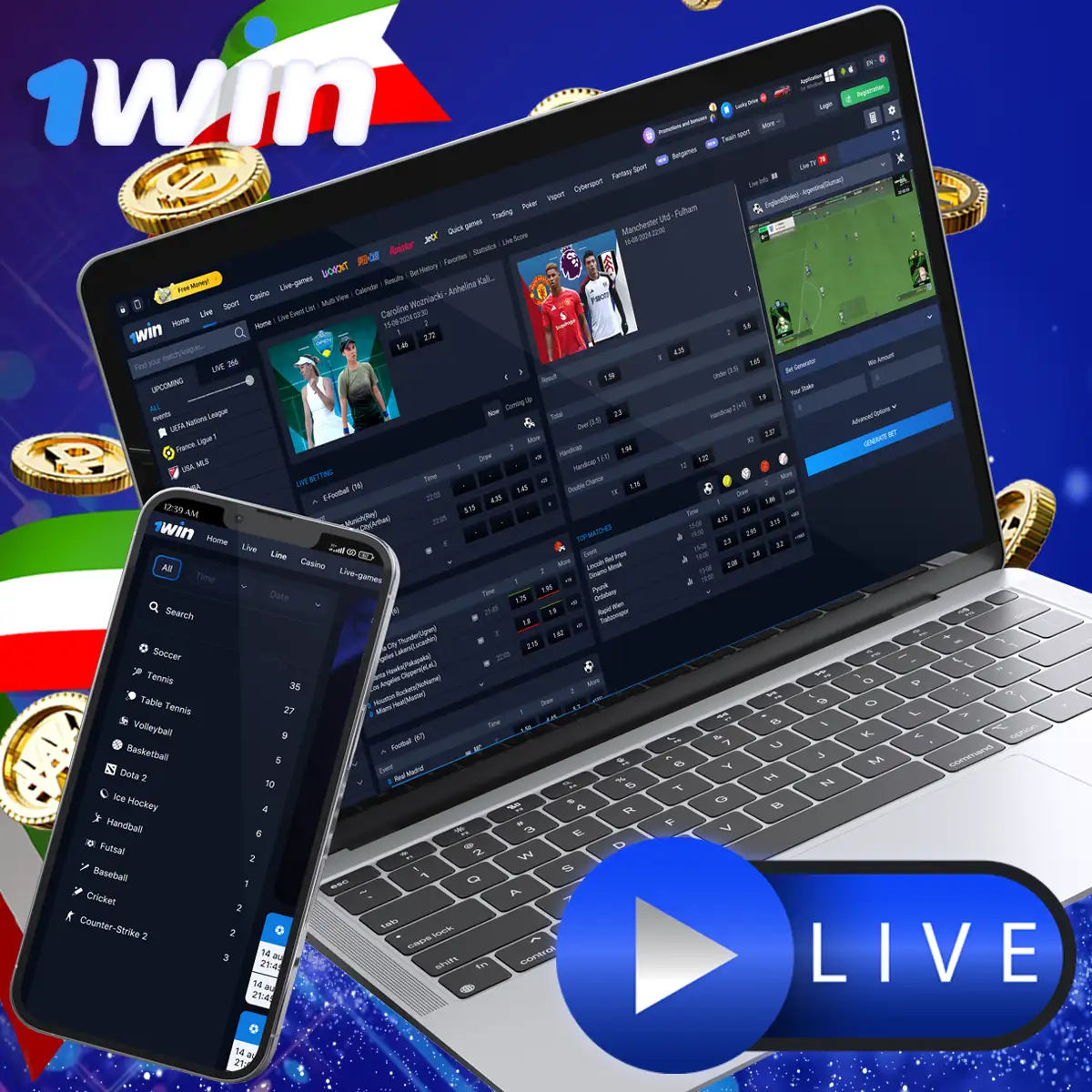 Scommesse in diretta su 1Win Italia